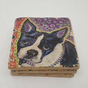 Studio Vertu French Bulldog Marble Coasters Set of 3